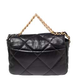 Pre Owned Chanel Black Quilted Leather Medium 19 Flap Bag