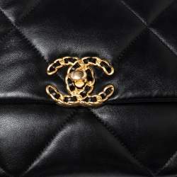 Pre Owned Chanel Black Quilted Leather Medium 19 Flap Bag