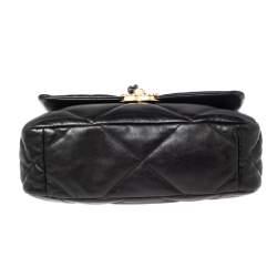 Pre Owned Chanel Black Quilted Leather Medium 19 Flap Bag
