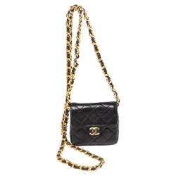 Pre Owned محفظة شانيل CC فينتدج جلد أسود مبطن بسلسلة