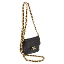 Pre Owned محفظة شانيل CC فينتدج جلد أسود مبطن بسلسلة