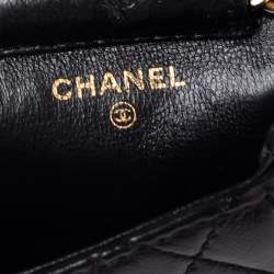 Pre Owned محفظة شانيل CC فينتدج جلد أسود مبطن بسلسلة