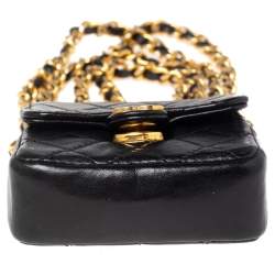 Pre Owned محفظة شانيل CC فينتدج جلد أسود مبطن بسلسلة