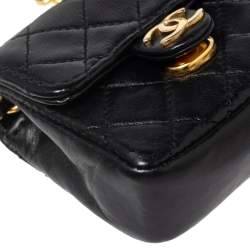 Pre Owned محفظة شانيل CC فينتدج جلد أسود مبطن بسلسلة