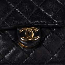 Pre Owned محفظة شانيل CC فينتدج جلد أسود مبطن بسلسلة