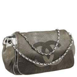 Pre Owned Chanel Silver Perforated Leather Hollywood Accordion Flap Bag