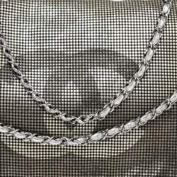 Pre Owned Chanel Silver Perforated Leather Hollywood Accordion Flap Bag