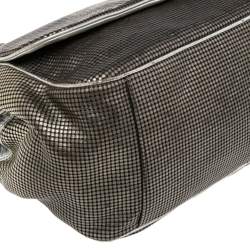 Pre Owned Chanel Silver Perforated Leather Hollywood Accordion Flap Bag