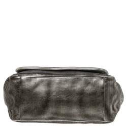 Pre Owned Chanel Silver Perforated Leather Hollywood Accordion Flap Bag