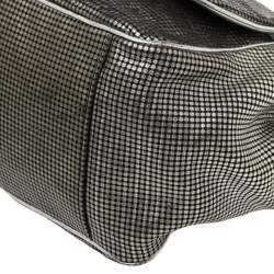 Pre Owned Chanel Silver Perforated Leather Hollywood Accordion Flap Bag