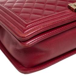 Chanel Red Quilted Leather New Medium Boy Flap Bag