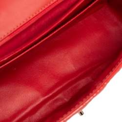 Pre Owned Chanel Coral Chevron Patent Leather Jumbo Classic Flap Bag