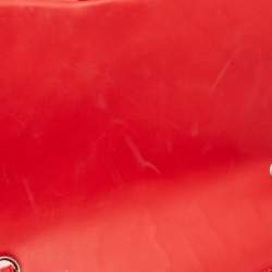 Pre Owned Chanel Coral Chevron Patent Leather Jumbo Classic Flap Bag