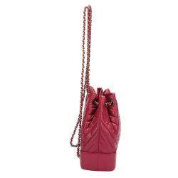 Pre Owned Chanel Red Leather Chevron Gabrielle Backpack