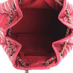 Pre Owned Chanel Red Leather Chevron Gabrielle Backpack