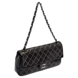 Pre Owned Chanel Black Chain Quilted Leather Single Flap Bag