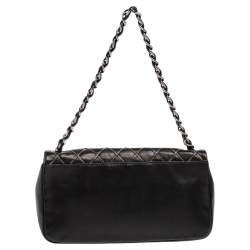 Pre Owned Chanel Black Chain Quilted Leather Single Flap Bag