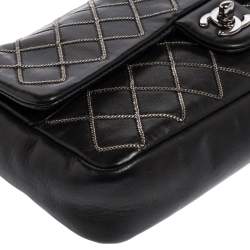Pre Owned Chanel Black Chain Quilted Leather Single Flap Bag