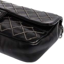 Pre Owned Chanel Black Chain Quilted Leather Single Flap Bag