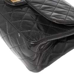 Pre Owned Chanel Dark Grey Quilted Patent Leather Reissue 2.55 Classic 227 Flap Bag