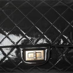 Pre Owned Chanel Dark Grey Quilted Patent Leather Reissue 2.55 Classic 227 Flap Bag