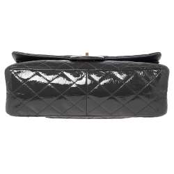 Pre Owned Chanel Dark Grey Quilted Patent Leather Reissue 2.55 Classic 227 Flap Bag