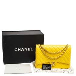 مملوكة مسبقًا Chanel Yellow Quilted Leather Maxi Classic Double Flap Bag