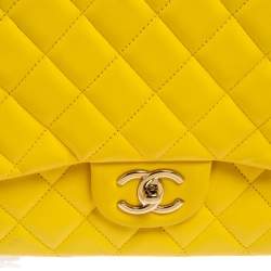 مملوكة مسبقًا Chanel Yellow Quilted Leather Maxi Classic Double Flap Bag