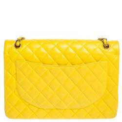 مملوكة مسبقًا Chanel Yellow Quilted Leather Maxi Classic Double Flap Bag