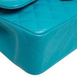 Pre Owned Chanel Blue Quilted Leather Jumbo Classic Double Flap Bag