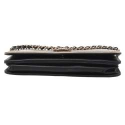 Chanel Black/Metallic Gold Leather Boy Wallet On Chain