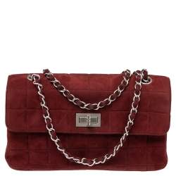 Chanel Red Chocolate Bar Suede 2.55 Reissue Multi-pocket Single