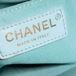 Pre Owned Chanel Blue Quilted Leather Small Circular Top Handle Bag