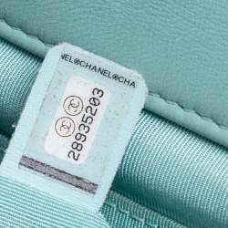 Pre Owned Chanel Blue Quilted Leather Small Circular Top Handle Bag