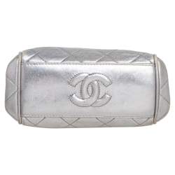 Chanel Silver Quilted Leather Vintage Clutch Bag