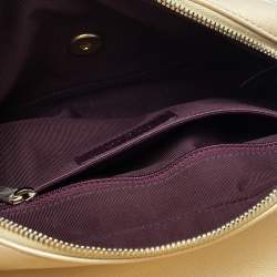 Pre Owned Chanel Gold Chevron Quilted Leather Medium Easy Flap Bag