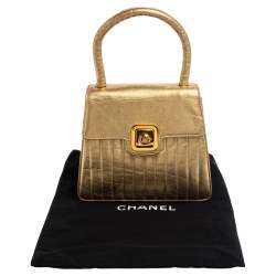 Pre Owned Chanel Gold Quilted Leather Vintage Mini Kelly Bag