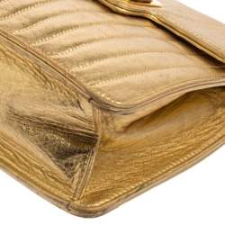 Pre Owned Chanel Gold Quilted Leather Vintage Mini Kelly Bag