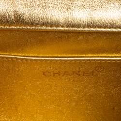 Pre Owned Chanel Gold Quilted Leather Vintage Mini Kelly Bag