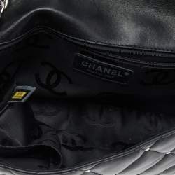 Pre Owned Chanel Black Studded Leather Medium Classic Single Flap Bag