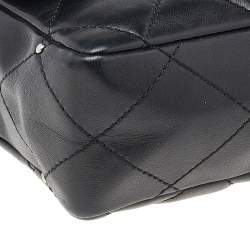 Pre Owned Chanel Black Studded Leather Medium Classic Single Flap Bag