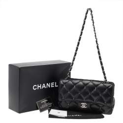 Pre Owned Chanel Black Studded Leather Medium Classic Single Flap Bag