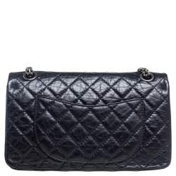 Pre Owned Chanel Black Quilted Aged Leather Reissue 2.55 Classic 225 Flap Bag