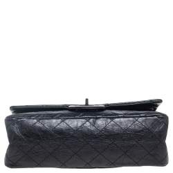 Pre Owned Chanel Black Quilted Aged Leather Reissue 2.55 Classic 225 Flap Bag