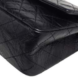 Pre Owned Chanel Black Quilted Aged Leather Reissue 2.55 Classic 225 Flap Bag