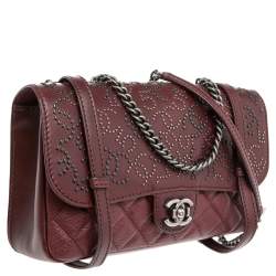 مملوكة مسبقًا Chanel Red Quilted Leather Paris Dallas Studded Flap Bag