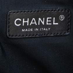 Pre Owned Chanel Navy Blue/White Quilted Leather CC Shopper Tote 