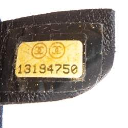 Pre Owned Chanel Navy Blue/White Quilted Leather CC Shopper Tote 