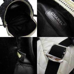 Pre Owned Chanel White/Black Tweed Nylon Backpacks