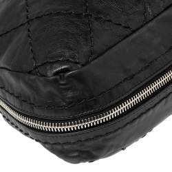 Pre Owned حقيبة ساتشل شانيل إطار مستدير سحاب قابل للتمدد جلد مبطن أسود